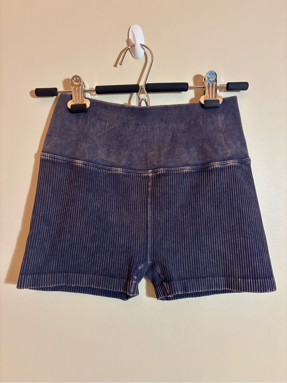 Spiritual Gangster Ribbed High-Waist Women’s Micro Bike Shorts Purple/Gray XS/S